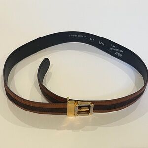 30 inch Women’s Vintage Elegant Brown Leather Belt with Gold Buckle